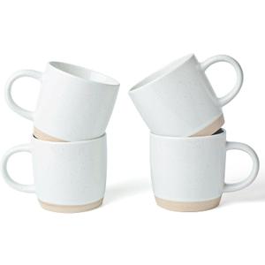 Famiware Coffee Mugs for 4, 13 oz Mug Set, Dringking Cup with Handle for Coffee, Tea, Cocoa, Milk, Milkyway Serise, White