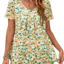 ENMAIN Womens Tunic Tops Short Sleeve Dressy Plus Size Blouse Swing Summer Casual V Neck Loose Top to Wear with Leggings 3XL