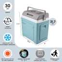 Pinnacle Thermoware Electric Cooler Large 30L Portable Cooler for Hot and Cold Drinks and Food 12v Travel Cooler for Car, Camper, RV, Van Plug-In Cooler Refrigerator for Travel, Fishing, Hunting
