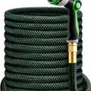 HBlife 50ft Garden Hose, Non Expandable Garden Hose with 10 Function Sprayer Nozzle, Flexible Lightweight Water Hose for Yard, Lawn, Car Wash and Outdoor (Black and Green)