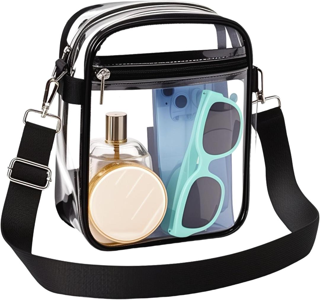 Bagenius Clear Bag for Stadium Events, Clear Purse with Removable Strap, Sports Fan Messenger Bag for Concert and Sports