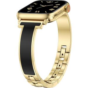 Moolia Slim Metal Band Compatible with Apple Watch 38/40/41/42/44/45/46mm Women, Fancy Dressy Enamel Bracelet Jewelry Luxury Bangle Strap for iWatch Series 11 11 10 9 8 7 6 5 4 3 SE/Ultra 3 2 1/Ultra 3 2 1