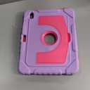 OKP Case for iPad A16 11th Generation 11 inch 2025/ 10th Generation 10.9 inch 2022, Shockproof Rugged Heavy Duty 11/10 th Gen i Pad Protective Cover with Pencil Holder/Kickstand, Purple+Hot Pink