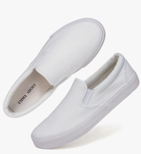 Emma Shoes Low-Top Slip Ons Women's Fashion Sneakers Casual Canvas Sneakers for Women Comfortable Flats Breathable Padded Insole Slip on Sneakers Women Low Slip on Shoes, Size: 6