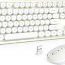 MOFII Wireless Keyboard and Mouse Combo, Milk White 2.4G Full Size Keyboard, Round Key Typewriter Keyboards and Cute Mice with 2-in-1 USB Dongle, for PC Laptop Chromebook Smart TV