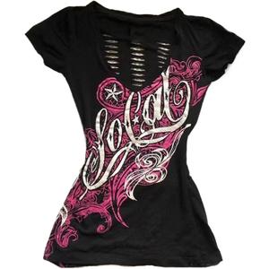 Emo Grunge Top Short Sleeve Y2k Shirts Vintage Streetwear Tops Women 2000s Fashion (Medium, Black Hot Pink)