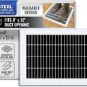 Fits 8x12 and 12x8 Duct Opening | Return Air Floor Grille by Handua | Walkable Vent Cover Grill for Floor | White | Heavy Duty Fixed Blades | Outer Dimensions: 9.75"W X 13.75"H