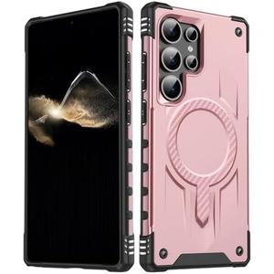 for Samsung Galaxy S25 Ultra Case.Hard Phone Cover with Strong Magnetic Heavy Duty Protection.Reinforcement of The Four Corners.Anti-Slip Anti-Fingerprint (Rose Gold, S25 Ultra), Pack of 2