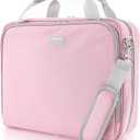 SKYDUE Zipper Binder 2 Inch O-Ring School Binder, Oxford Fabric School Organizer Holds 400+ Sheets, Fits 13.3" Laptop, Water-Resistant, Handle & Shoulder Strap, 14"x13", Pink