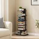 TUTOTAK Narrow Bookshelf, 6-Tier Bookcase, Spine Book Shelf for Small Space, Corner Standing Shelf for Living Room, Office, Study, Entryway, Black BS06BK016