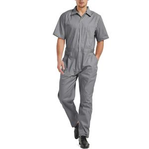 TopTie Men's Short-Sleeve Work Coverall Lightweight with Elastic Waist (X-Large, Gray)