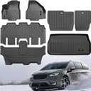 for 2017-2025 2026 Chrysler Pacifica/Voyager 7 or 8 Seater Floor Mats Trunk Cargo Liner and 3rd Backrest Mats TPE All Weather Fit Chrysler Pacifica/Voyager Accessories (Non Hybrid) (Full Set)