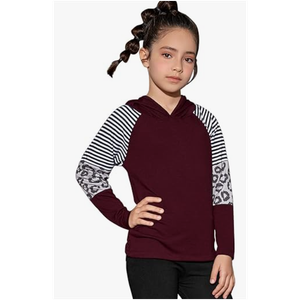 Perfashion Girls Long Sleeve Shirt Hoodie Active Tee Pullover Top with Thumb Hole Workout Running 6-15Years (12-13 Years, Pink Unicorn)