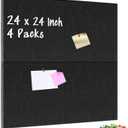 DOLLAR BOSS Felt Cork Board Tiles, 4 Packs 12" x 12" 1/2" Thick Cork Bulletin Board Self Adhesive Acoustic Panels Soundproof Corkboards for Walls with 40 Pushpins for Home Office Kitchen School, Black