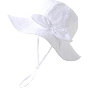 Jastore Baby Girl Sun Hat with UPF 50+ Outdoor Toddler Adjustable Beach Hat with Wide Brim Bucket Hats (US, Age, 6 Months, 12 Months, White)