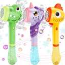 VATOS 3PCS Automatic Bubble Wands, Bubble Maker Machine with Light & Music for Girls Boys 3-7, Fantasty Bubble Maker Wand with 3 Bubble Refill Solution, Party Wedding Birthday Gift for Adults Kids