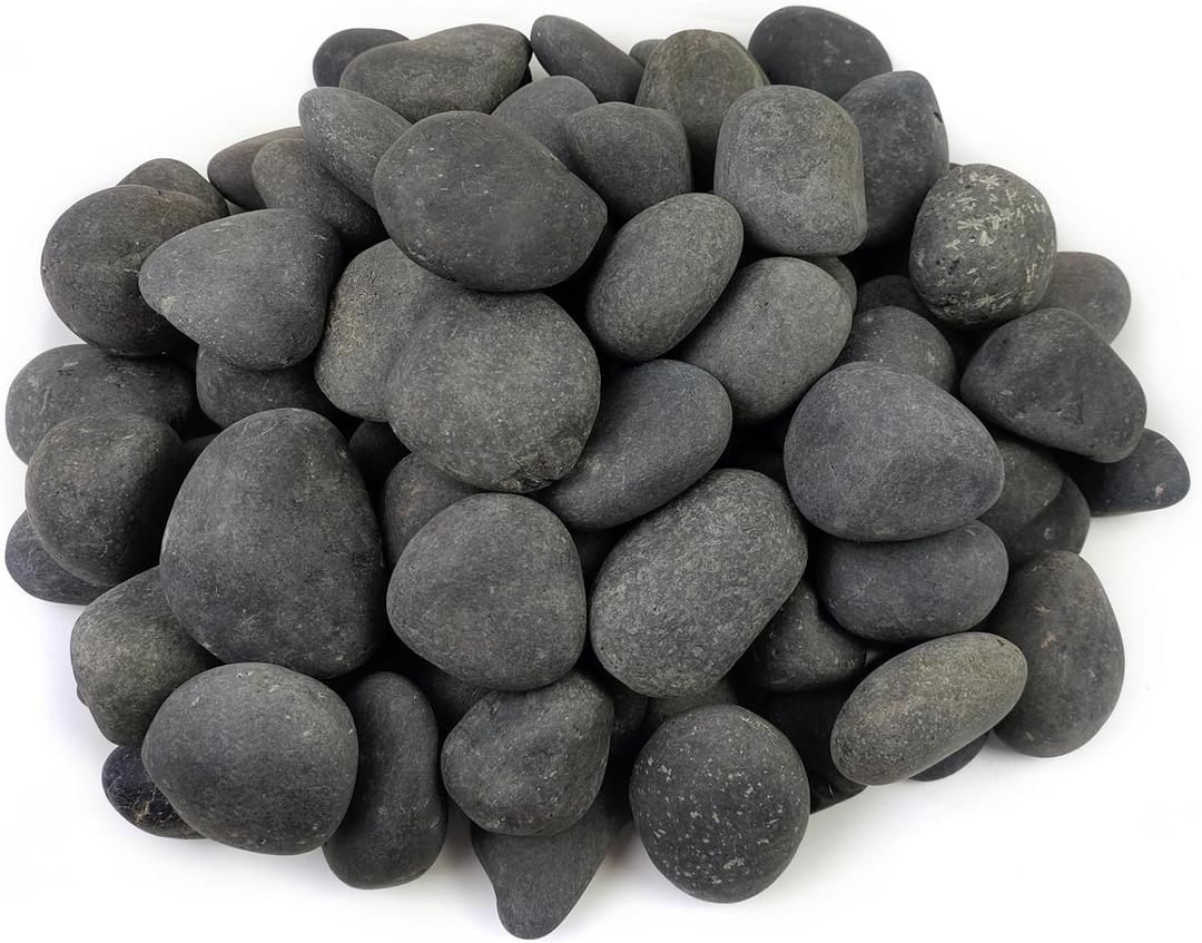FANTIAN 40 lbs Bulk Black River Rocks for Landscaping, 3-4 Inch Mexican Beach Pebbles, Decorative Black Stones for Planters Garden Fish Tank Walkways and Outdoor Decorative Stones