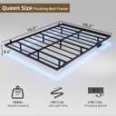 Floating Bed Frame Queen Size with Charging Station and LED Lights, Metal Platform Bed Frame, No Box Spring Needed, Easy Assembly, (Queen)