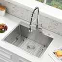 WMXQX 25x22 Drop In Kitchen Sink, 25 Inch Drop In Utility Sink Top Mount Outdoor Sink 18 Gauge Stainless Steel Brushed Nickel Single Bowl Kitchen Sinks with Drain