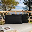 Kevin Textile Outdoor Waterproof Lumbar Pillow Covers 14x24 Inch Pack of 2 Checkered Decorative Rectangle Cushion Throw Pillowcases Shell for Patio Tent Garden Couch Bed Sofa Black