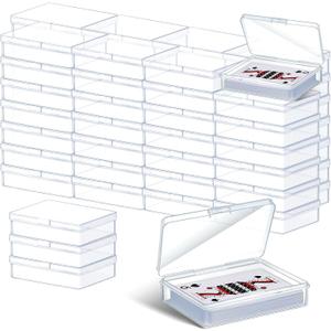 Vicenpal Playing Card Box Clear Plastic Playing Card Deck Case Snap Closed Holder Storage Organizer for Bank Business Trading Poker Gaming (60 Pcs,Raised Snap,3.86 x 2.91 x 0.94 Inch)