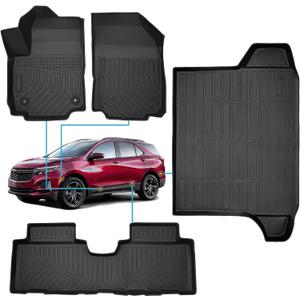 Floor Mats & Cargo Liner for Chevy Equinox 2018-2024 & for GMC Terrain 2018 2019 2020 2021 2022 2023 2024 (Not for EV), All Weather Trunk Mat for Chevy Equinox & for GMC Terrain Accessories Interior
