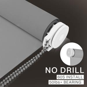 No Drill No Tools 100% Blackout Roller Shade | UV Protection | Easy-Care Fabric | Roller Blind for Windows & Doors | Pull Down Window Shade - Grey (20" W x 78" H) (No Drill-grey)