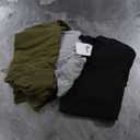 Riyiper 3 Pack Women's Long Sleeve Shirts Ribbed Cotton Boat Neck Tops Lettuce Trim Underscrub Slim Fit Casual Basic Tees (Medium, Black, Light Gray, Army Green)