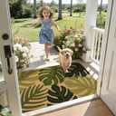DEXI Front Door Mat Outside Entrance 32x48 Entry Doormat Monstera Leaves