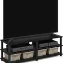 Furinno TURN-S-TUBE TV Stand, 3-Tier Open Frame Design Entertainment Center, TV Console for TV up to 46 Inch, Toolless Assembly, for Living Room, Bedroom, Espresso, 55-inch No Tools