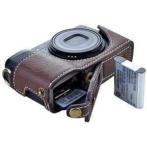 Rieibi Ricoh GR III/GR IIIx Case  Vintage PU Leather Camera Case for Ricoh GR IIIx GR III GRIII GR3 DSLR Camera  Protective Case with Strap  Coffee