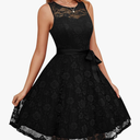 Dressystar Women's Floral Lace Dress Short Bridesmaid Dresses with Sheer Neckline