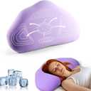 Cloud Contour Memory Foam Pillow Ergonomic Design for Sleeping Comfortably and Reducing Snoring Neck and Cervical Pillow with Cooling Pillowcase Purple