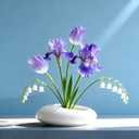 Flower Frog Vase Kit, Ikebana Flower Arrangement, Ceramic Water Drop Flower Pot & Flower Frog Flower Arrangement Vase Kit (White Small Size)