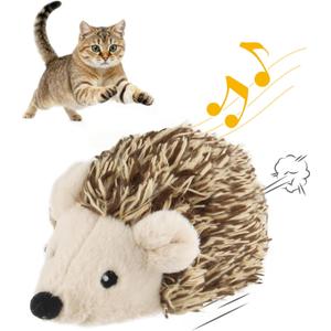 Gigwi Interactive Moving Cat Toy, Automatic Squeaky Cat Toy Hedgehog Design for Indoor Self Play, Upgraded 500mAh USB Rechargeable Electronic Pet Chase Toy for Exercise