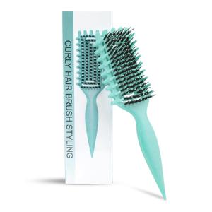 Curly Hair Brush Defining, Vented Curl Defining Brush for Effortlessly Detangling Shaping and Styling Women's Men's Curls on All Wet or Dry Hair Types, Reduces Frizz (Green)