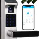 Smart Door Lock, Heavy Duty 5 in 1 Keyless Entry Door Lock, Full App Control Digital Keypad Lock, Reversible Handle with Fingerprints and Passcodes for Family/Office/Apartment (Satin Nickel)