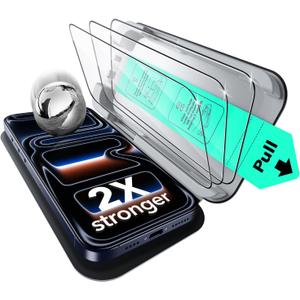 ESR 3 Pack of iPhone 17 Pro Max Screen Protector, Military-Grade Shatterproof, 9H Hardness, Full Coverage Tempered Glass with Ultra Fit Tray