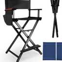 30" Extra Tall Folding Directors Chairs for Makeup Artist and Client, 2 Set Replacement Cover, Storage Side Bags, Portable Footrest, Aluminum Frame 330 lbs Capacity