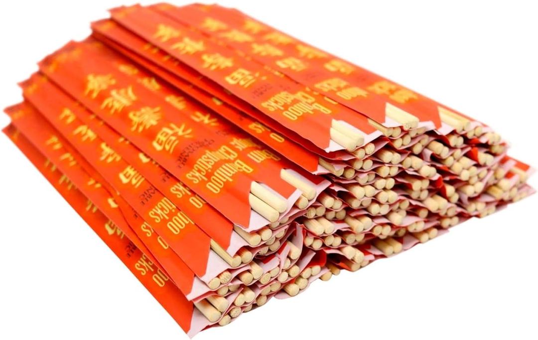 Bamboo Chopsticks 9 Inch Long, Sleeved and Separated, 100 Pairs, Red Disposable