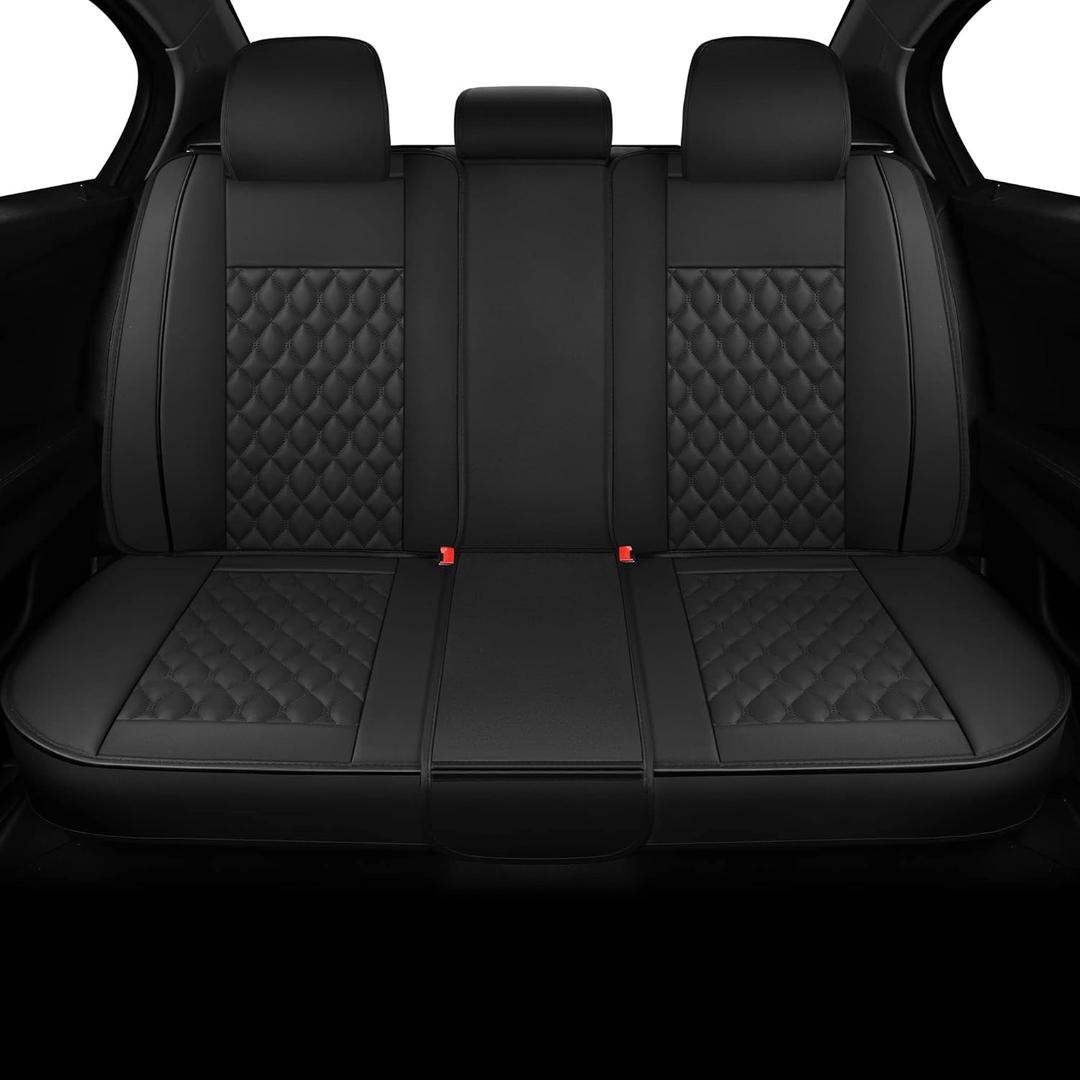 Car Back Seat Covers,Rear Seat Covers,Universal Fit for Most Cars,SUV,Sedans and Pick-up Trucks,Automotive Faux Leather Vehicle Cushion Covers(Rear Seat Covers,Black)