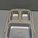 Stainless Steel Bento Box, 3 Compartments Leakproof Stainless Steel Snack Containers, 25 oz Premium 304 Metal Lunch Box for Adults, BPA-Free, Dishwasher Safe (Beige)