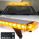 Xprite 48 Inch LED Amber Rooftop Emergency Warning Lights Bar 16 Strobe Patterns w/Adjustable Mounting Brackets for Vehicles, Security, Law Enforcement, Snowplow, Tow Trucks, Crane, Construction Cars