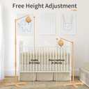 FEISIKE Baby Crib Mobile Arm with Music Box Spin Motor, 57.4 Inch Mobile Arm for Crib Wooden Nursery Decor Hanger Holder for DIY Mobile