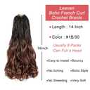 Leeven Pre Looped Curly Crochet Hair 14 Inch 8 Packs Boho French Curl Crochet Braids Black to Brown Short Goddess Box Braids Loose Wave Synthetic Hair Extensions for Women Girl