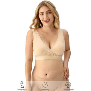HBselect Nursing Bra for Breastfeeding, Maternity Nursing Sleep Bra Wireless Pregnancy Sleep Bralette, Large