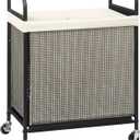 STORAGE MANIAC Rolling Laundry Hamper with Wheels 2-Section Laundry Sorter Rolling Laundrys Basket on Wheels with Removable Bag Clothes Hamper Laundrys Organizer Cart Bathroom Bedroom 100L Beige