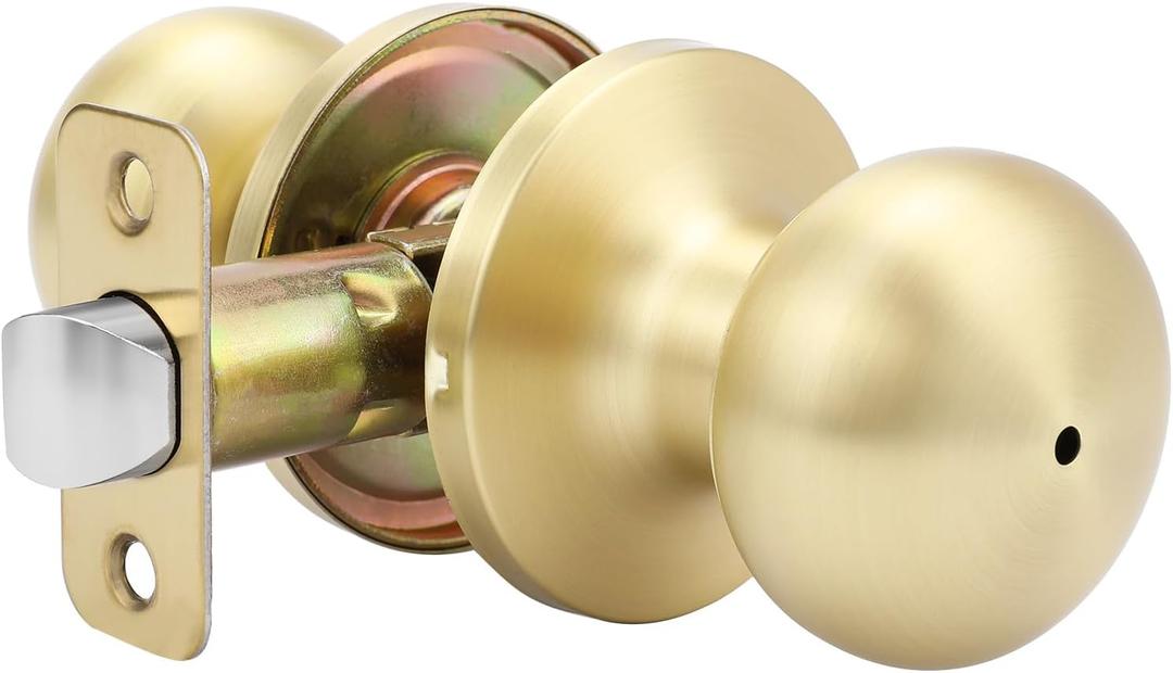 Goldenwarm Gold Interior Door Knobs, Bedroom Door Knob, Door Knobs Interior Bulk, Brushed Gold Privacy Door Knob for Bedroom or Bathroom(1 Pack)