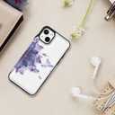 LETO for iPhone 13 Mini Case,Luxury Flip Folio Leather Wallet Cover with Fashion Designs for Girls Women,Built-in Card Slots Kickstand Protective Shell Blooming Purple Flower