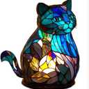 Retro Cat Stained Resin Table Lamp - Animal Table Lamp Series, Vintage-Style Bedside Light, Unique Cat Design for Home Dcor Living Room & Bedroom